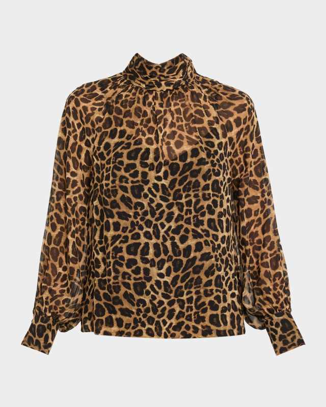 Alyssa Leopard Silk Chiffon Blouse